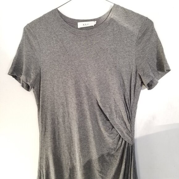 NEW A.L.C. Short Sleeve Gray Amy Side Draped Jersey Shift Dress Size Medium - Picture 5 of 7